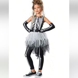 Ghostly Skeleton Costume for Kids - Black and White